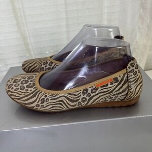 Sabrinas London Ballet Flats Leather Animal Print Women Size 38 / US Size 7-7.5‎